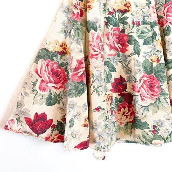 Vintage 80's Denim Floral Mini Circle Skirt - Picture 2 of 4